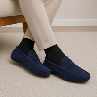 Men's Navy Blue Boat Loafers