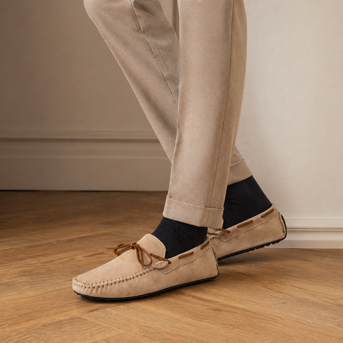 Men's Beige Boat Loafers