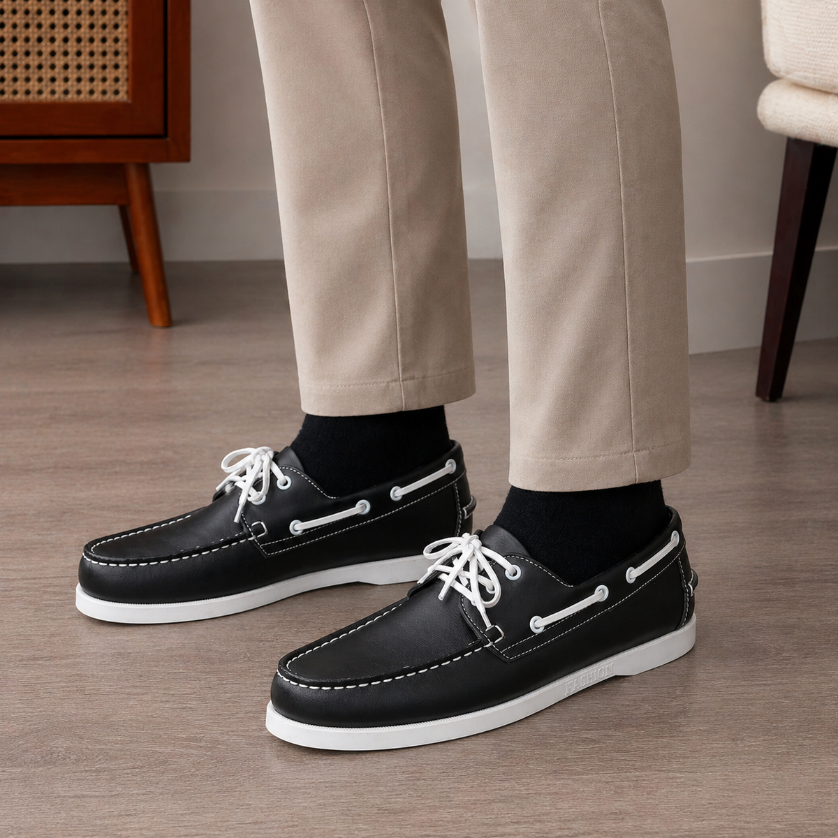 Men's Boat Loafers – White Sole