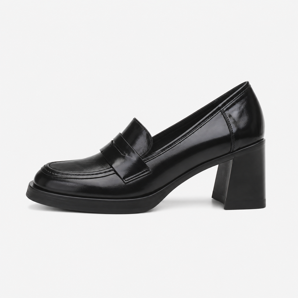 Women's Square-Heel Loafers – Black