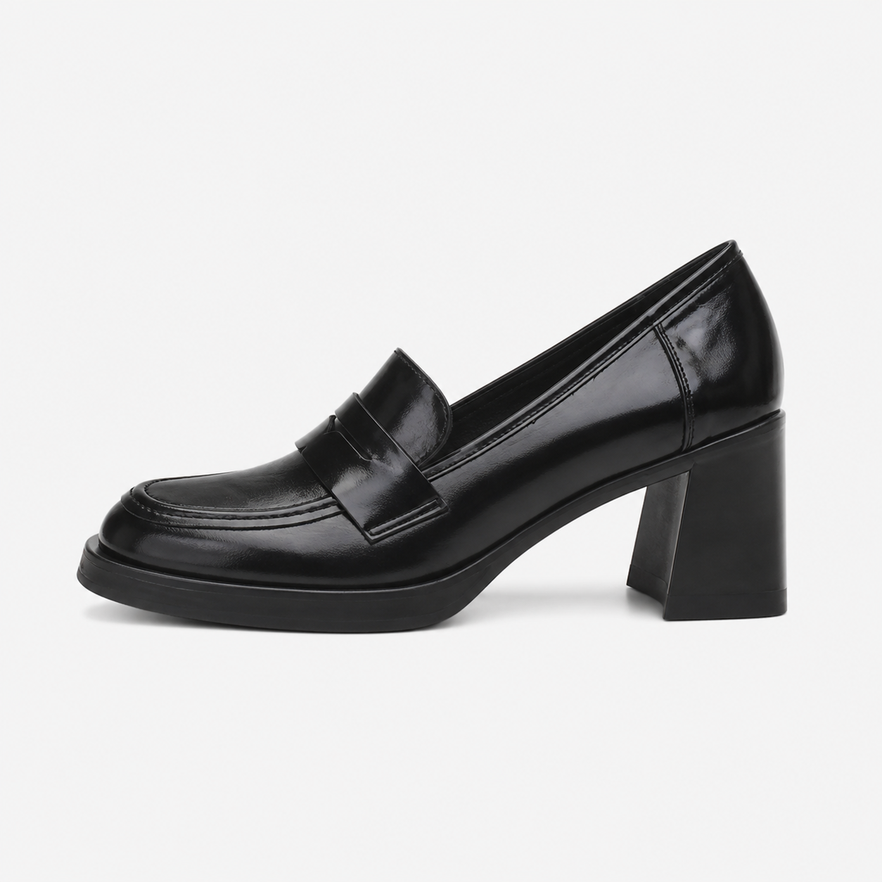 Women's Square-Heel Loafers – Black