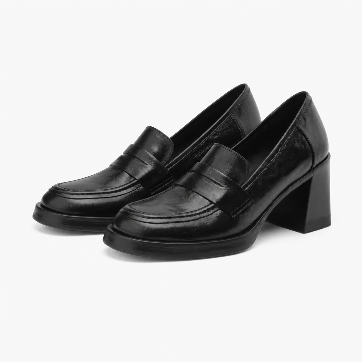 Women's Square-Heel Loafers – Black