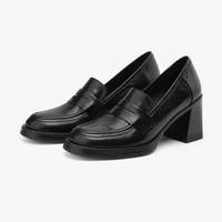 Women's Square-Heel Loafers – Black