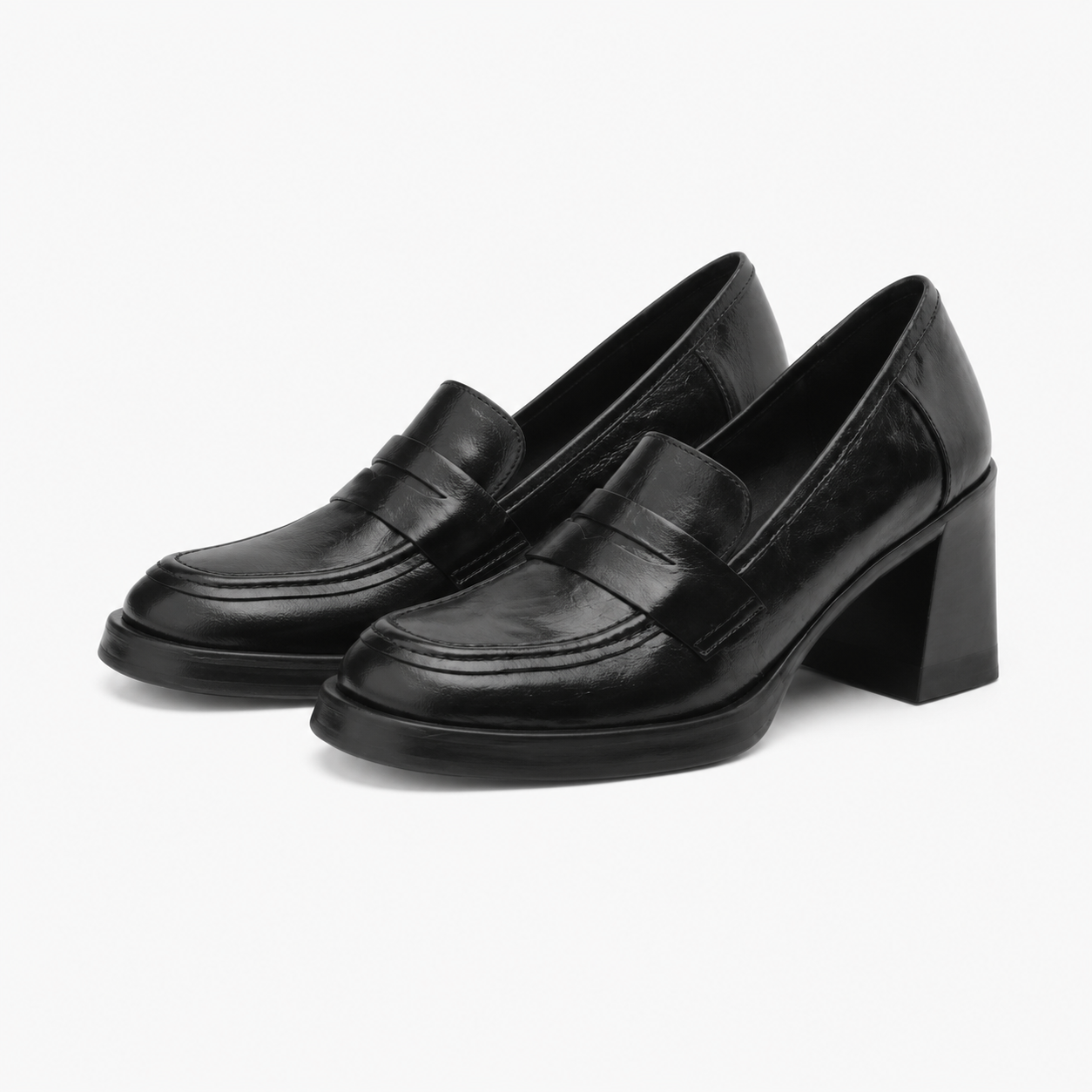 Women's Square-Heel Loafers – Black