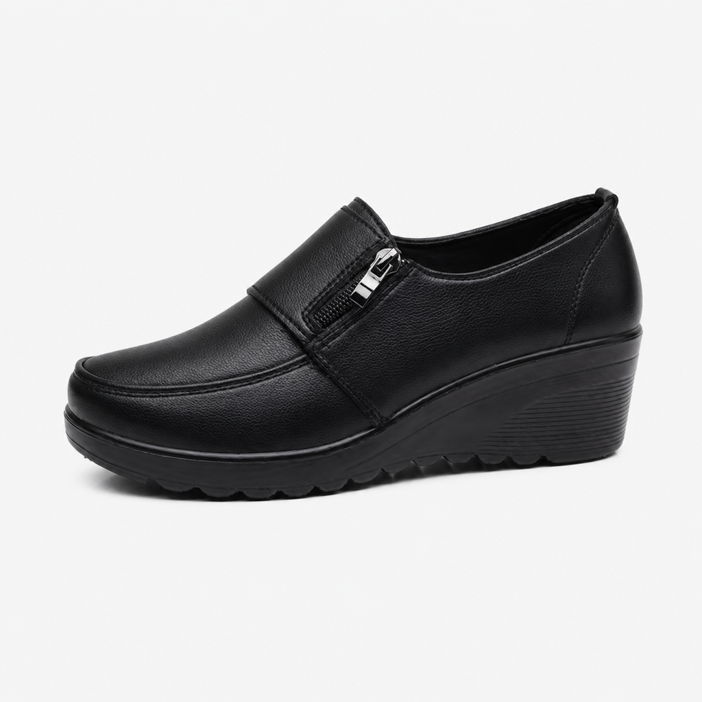 Women's Leather Wedge Loafers