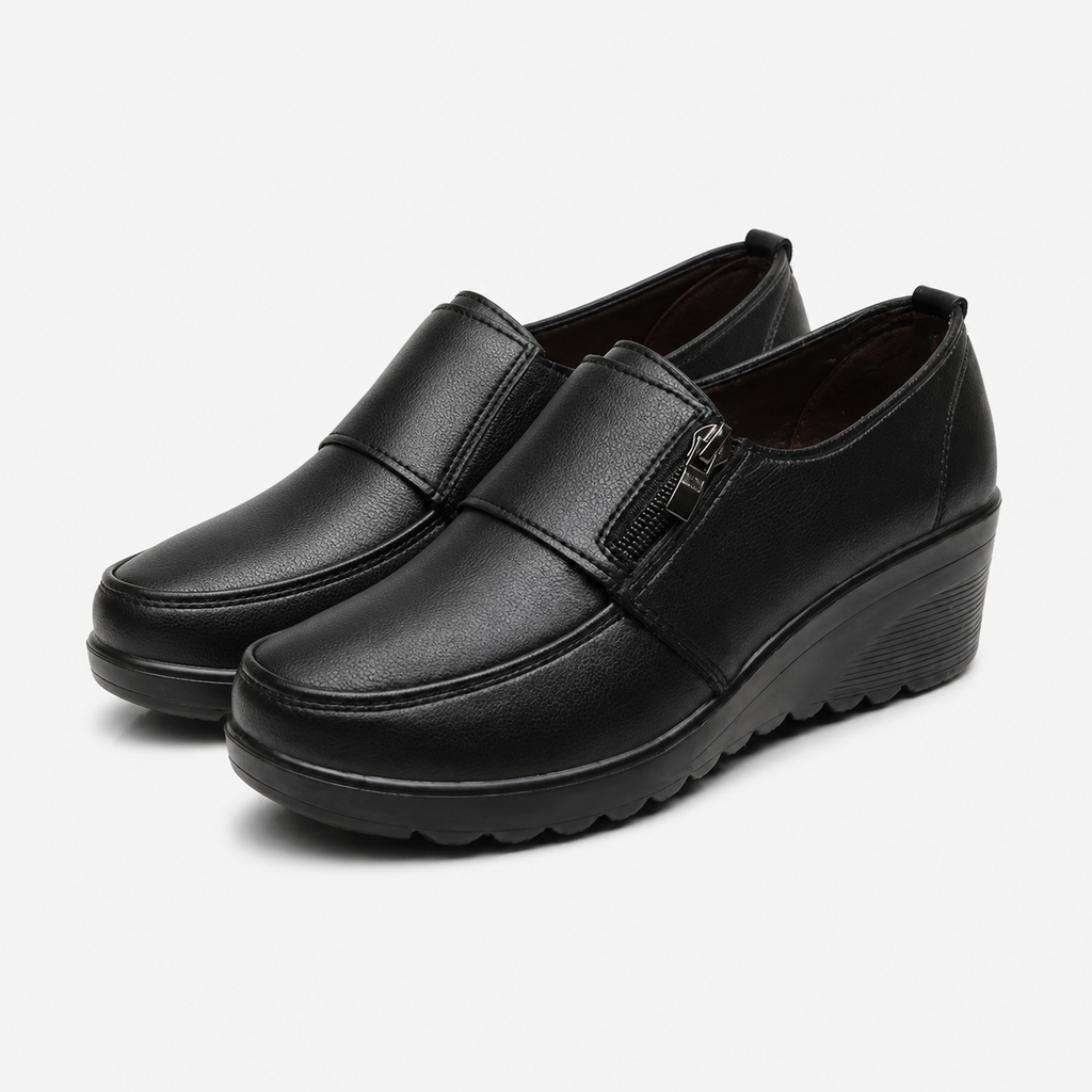 Women's Leather Wedge Loafers