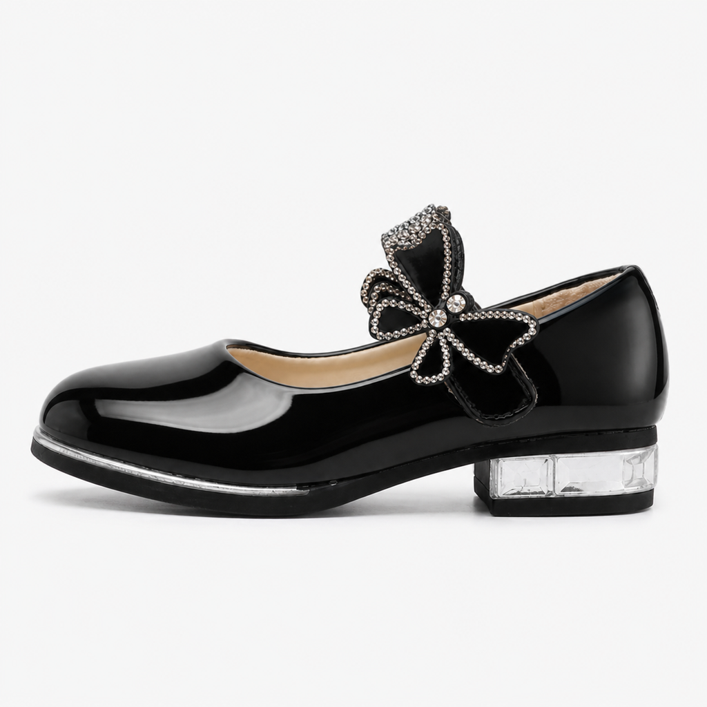 Girls' Black Leather Loafers