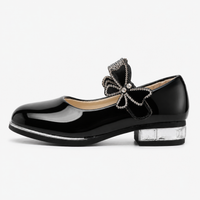 Girls' Black Leather Loafers