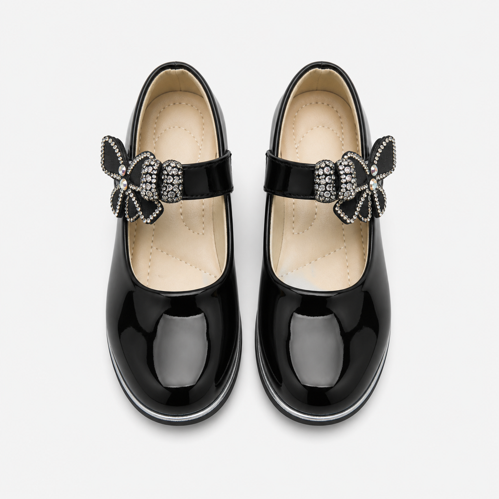 Girls' Black Leather Loafers