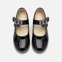 Girls' Black Leather Loafers
