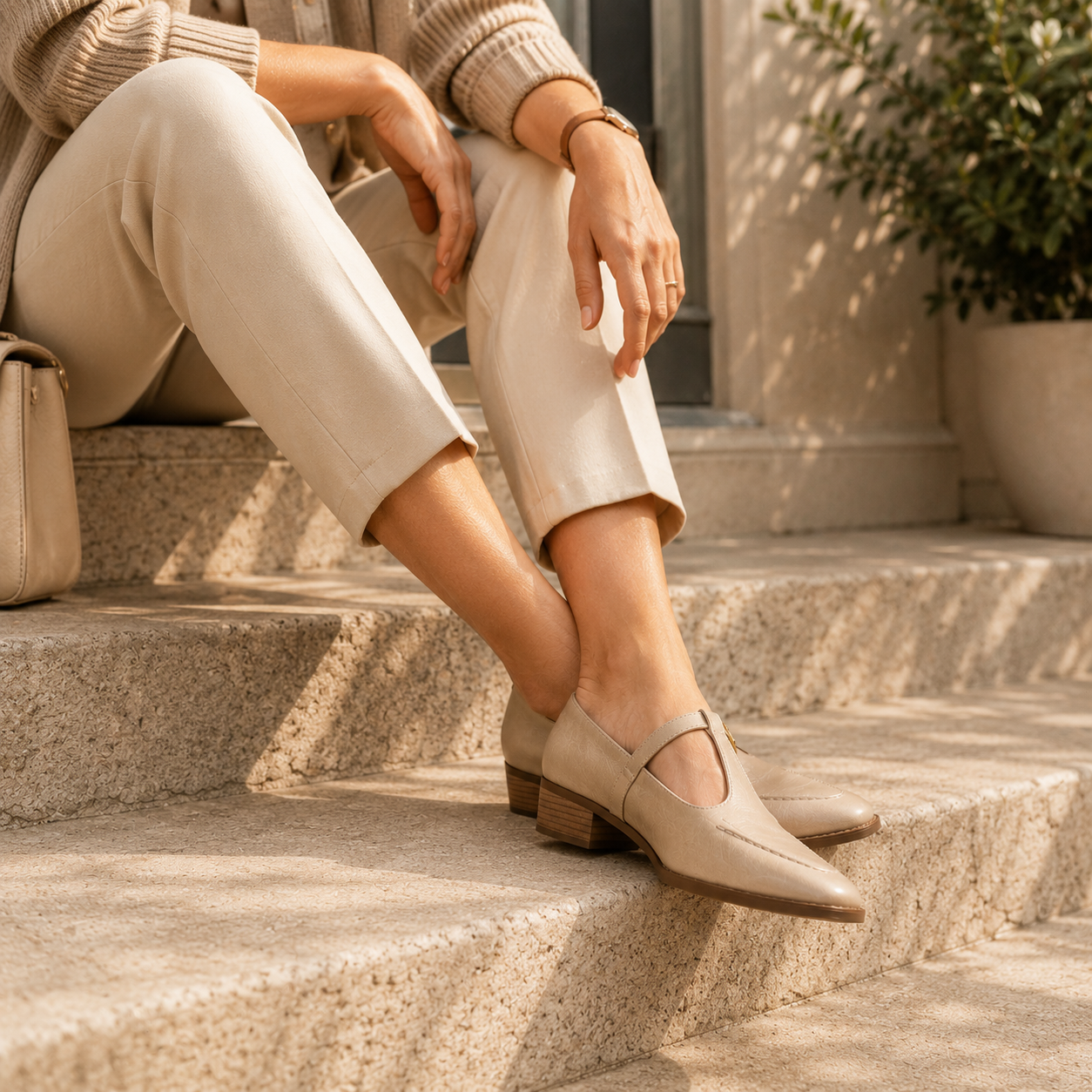 Women's Beige Ballerina Loafers