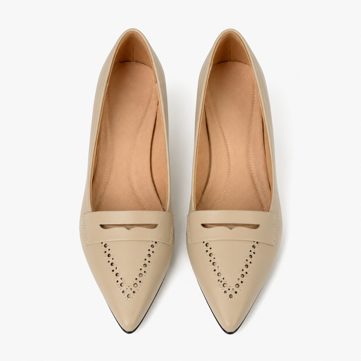 Women's Beige Heeled Loafers