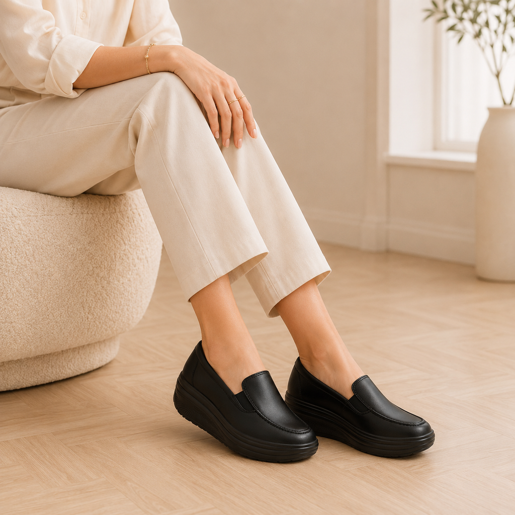 Women's Wedge Loafers – Black