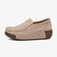 Women's Beige Wedge Loafers