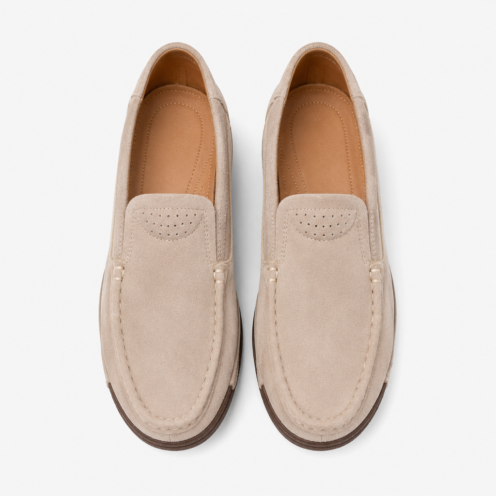 Women's Beige Wedge Loafers