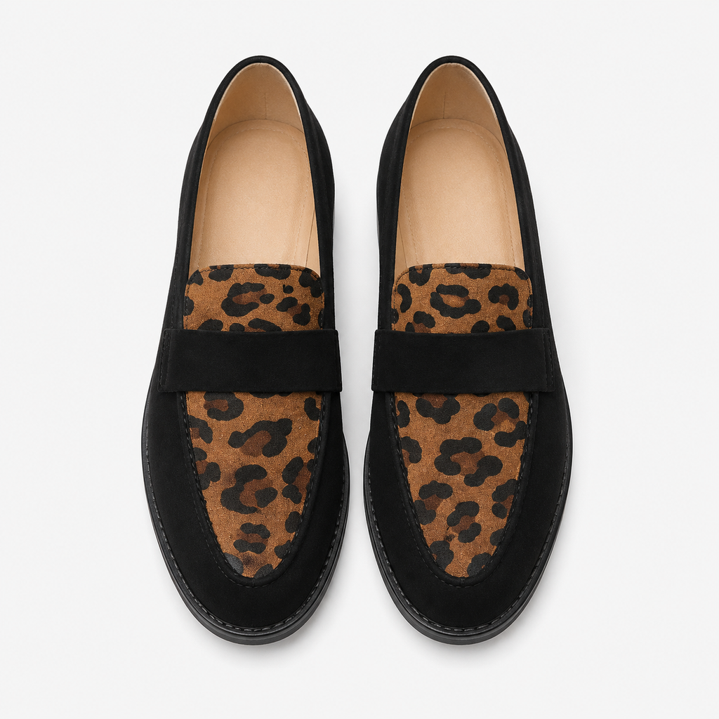 Women's Leopard Loafers – Black