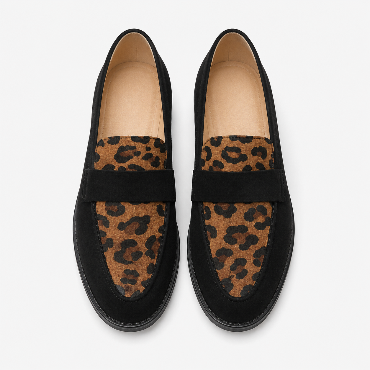 Women's Leopard Loafers – Black