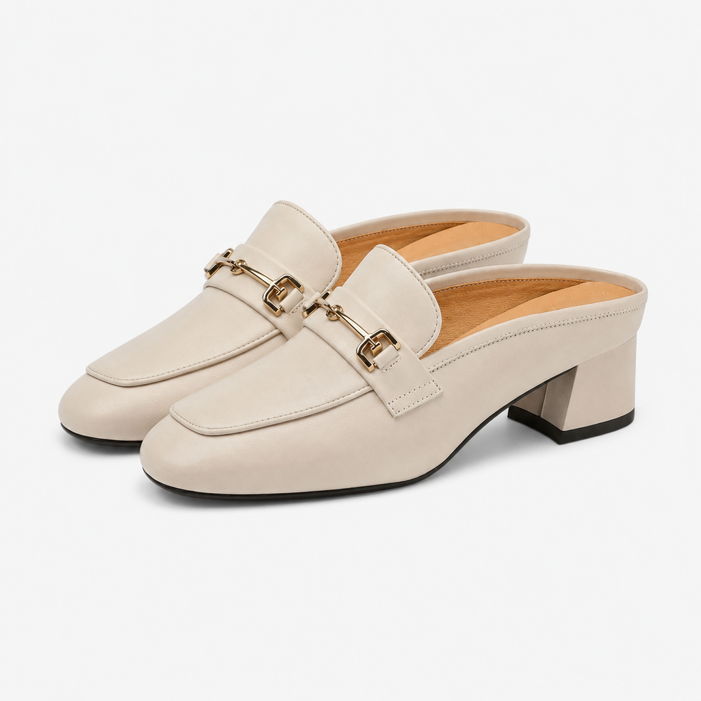 Women's Square-Heel Loafers – Beige