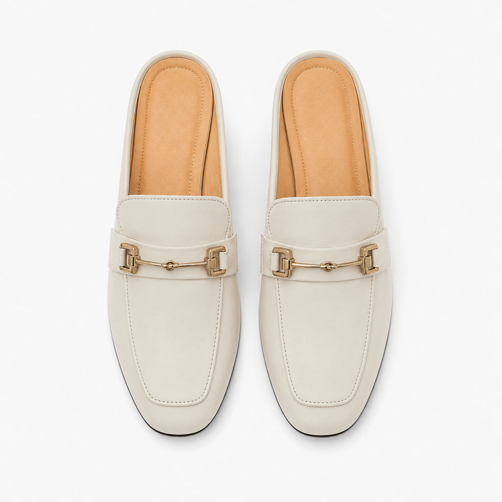 Women's Square-Heel Loafers – Beige