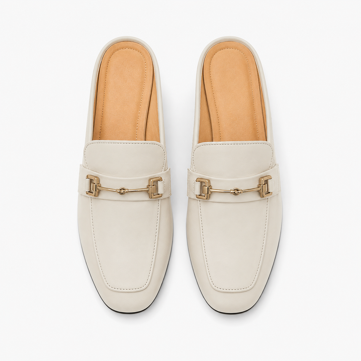 Women's Square-Heel Loafers – Beige