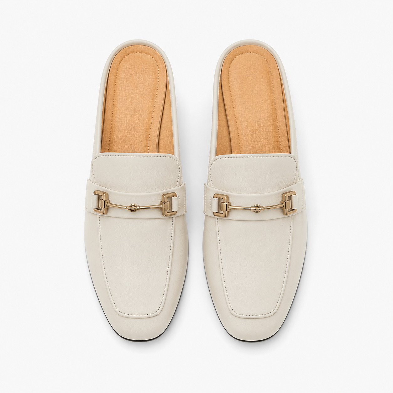 Women's Square-Heel Loafers – Beige