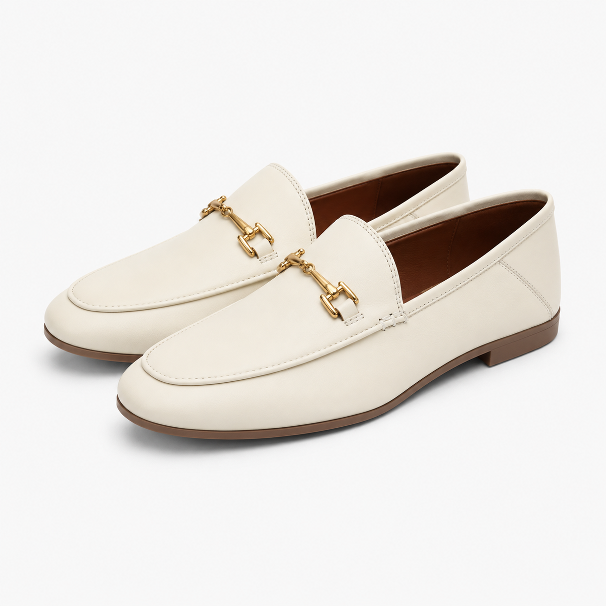 Women's Leather Loafers – Beige