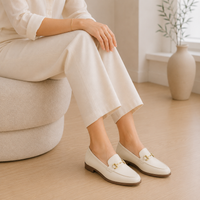 Women's Leather Loafers – Beige