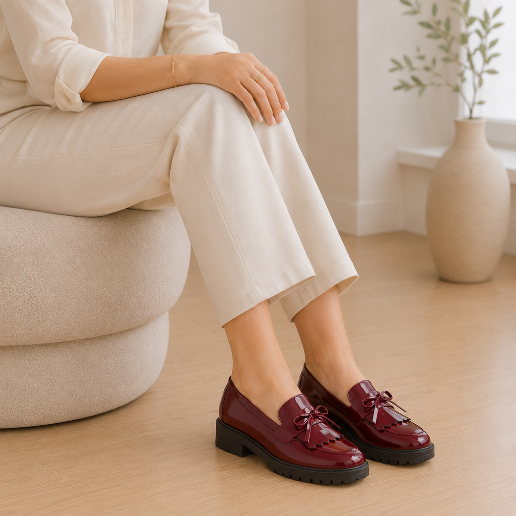 Women's Patent Loafers – Red