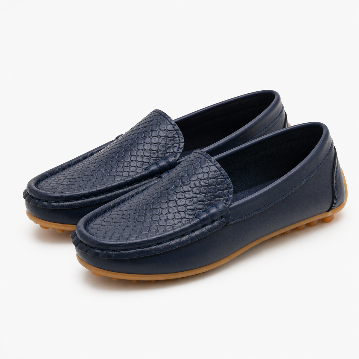 Girls' Navy Blue Leather Loafers