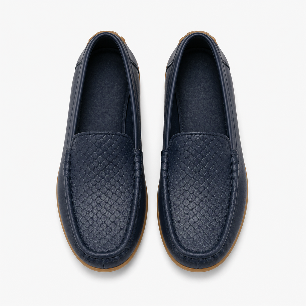 Girls' Navy Blue Leather Loafers
