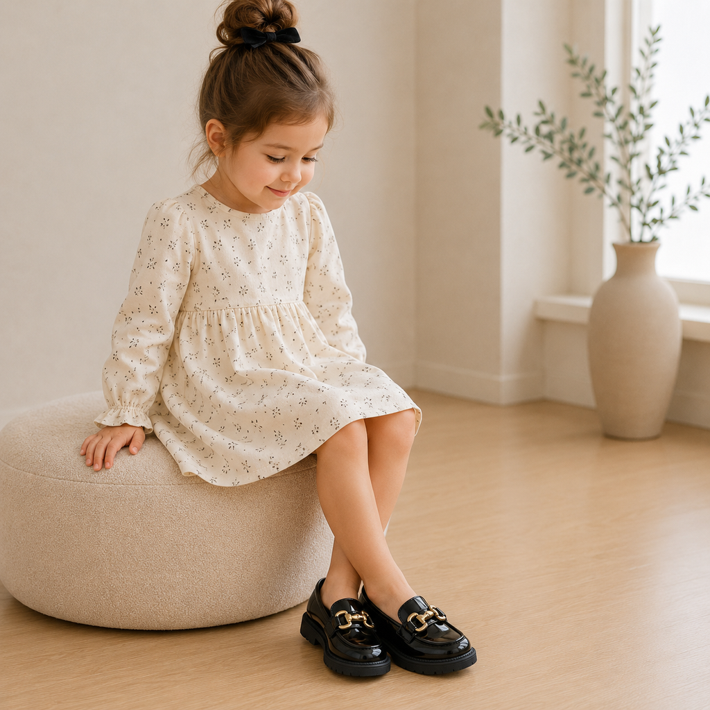 Girls' Black Patent Loafers