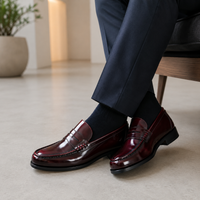 Men's Patent Loafers – Burgundy
