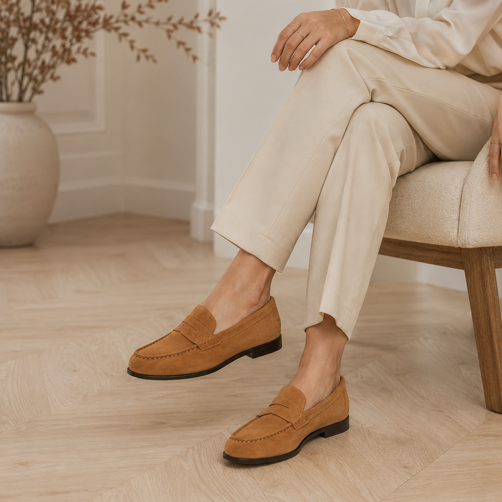 Women's Suede Loafers – Camel