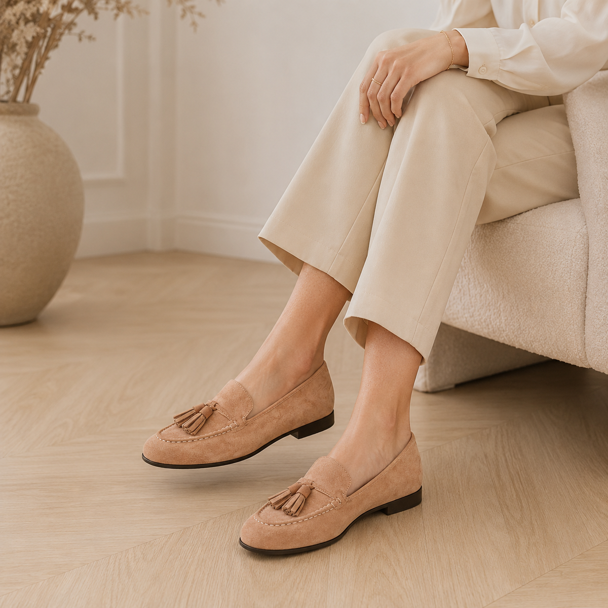 Women's Suede Loafers – Taupe