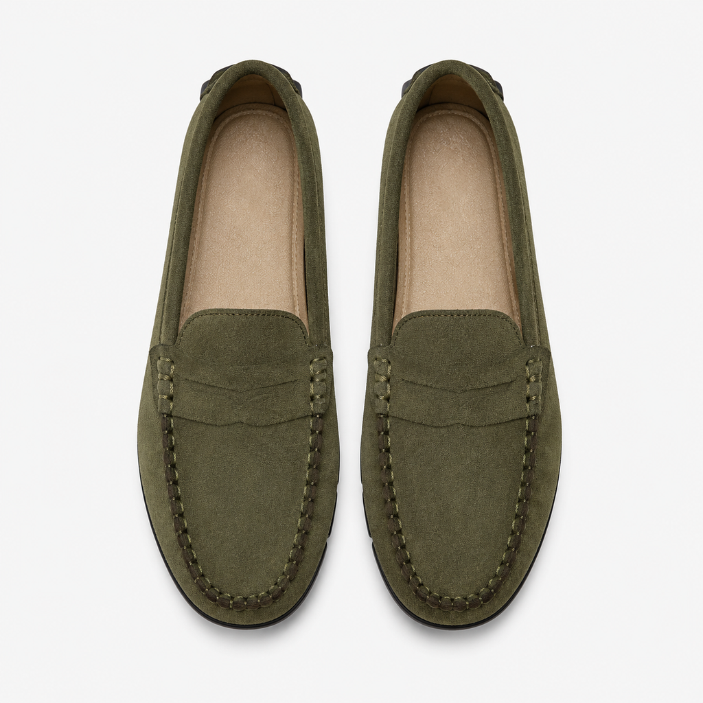 Women's Khaki Suede Loafers