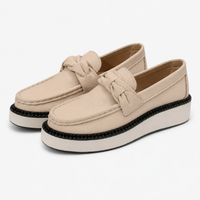 Women's Beige Platform Loafers