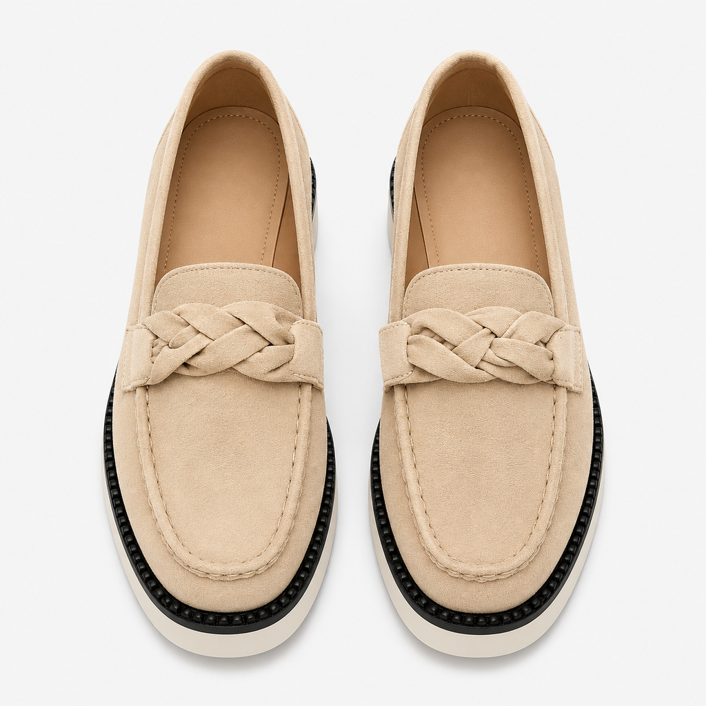 Women's Beige Platform Loafers