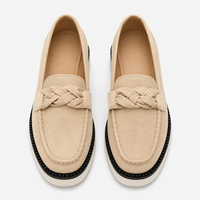 Women's Beige Platform Loafers