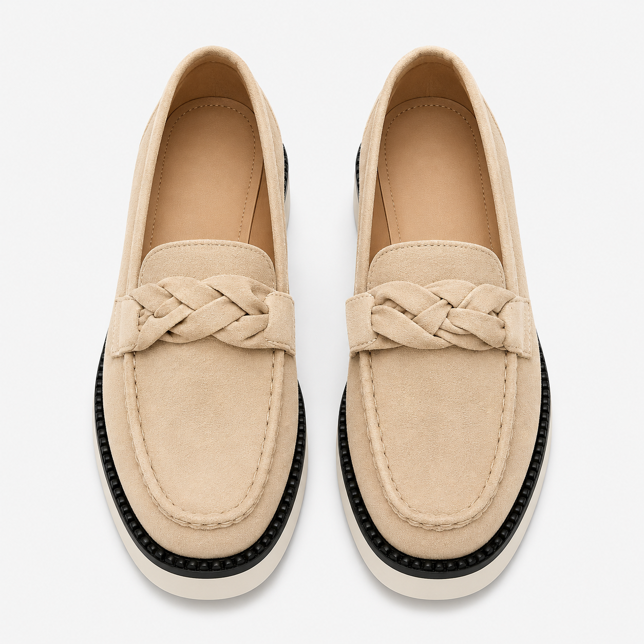 Women's Beige Platform Loafers