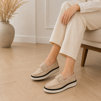 Women's Beige Platform Loafers