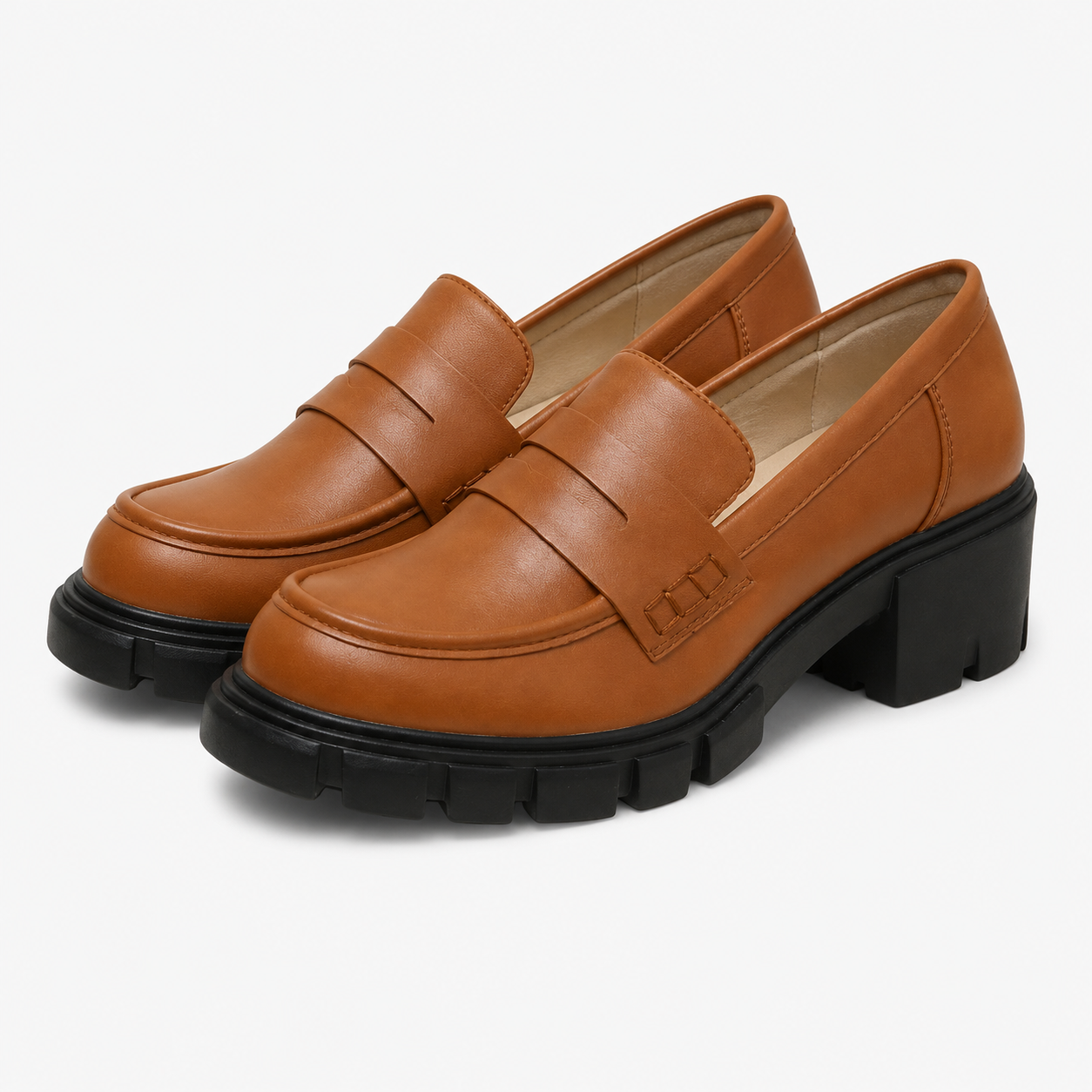 Women's Brown Platform Loafers