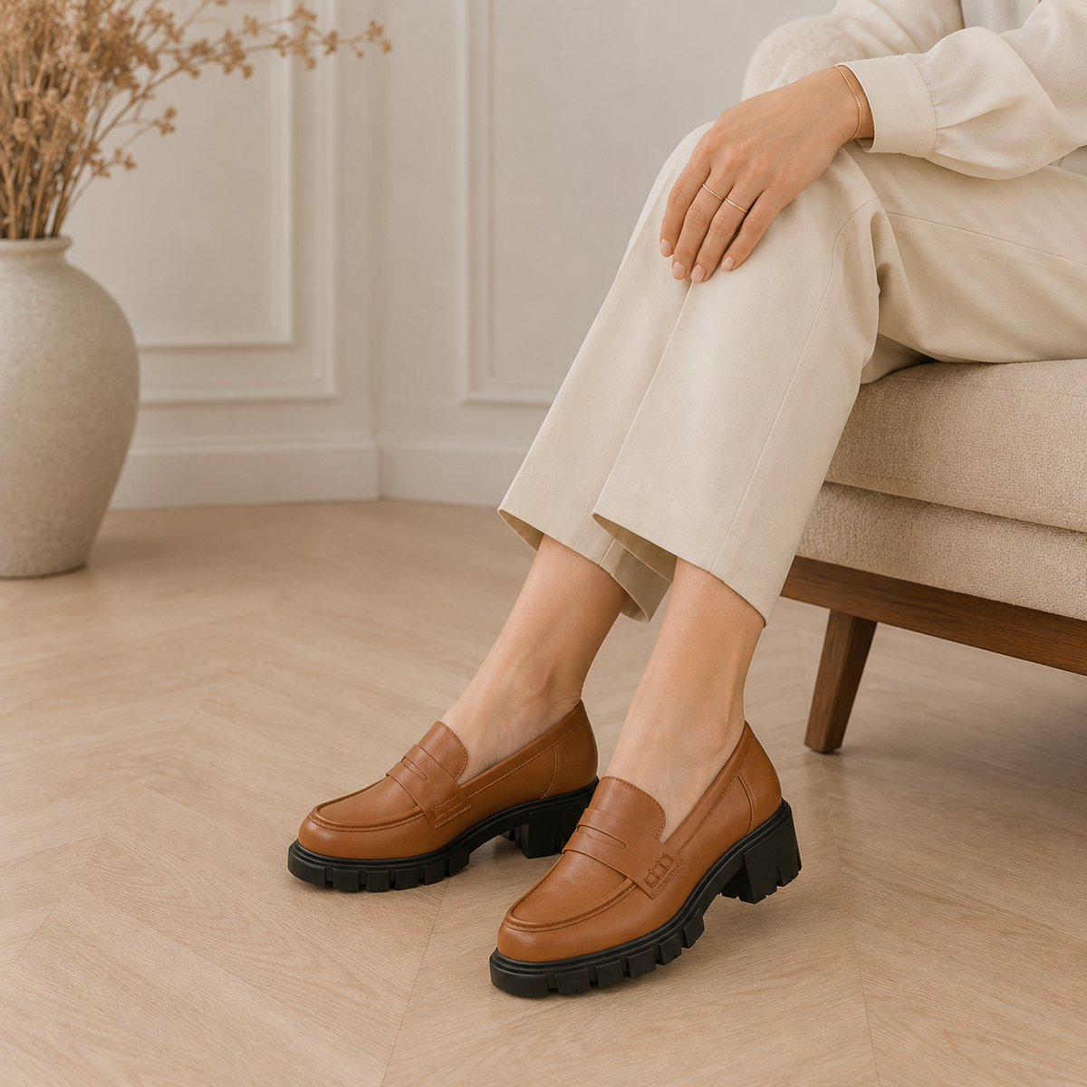Women's Brown Platform Loafers