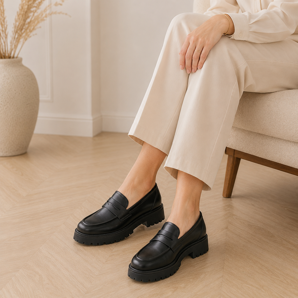 Women's Leather Platform Loafers