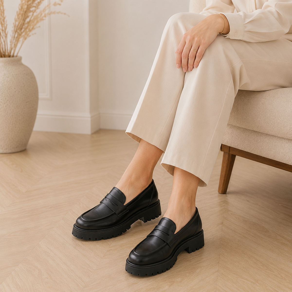 Women's Leather Platform Loafers